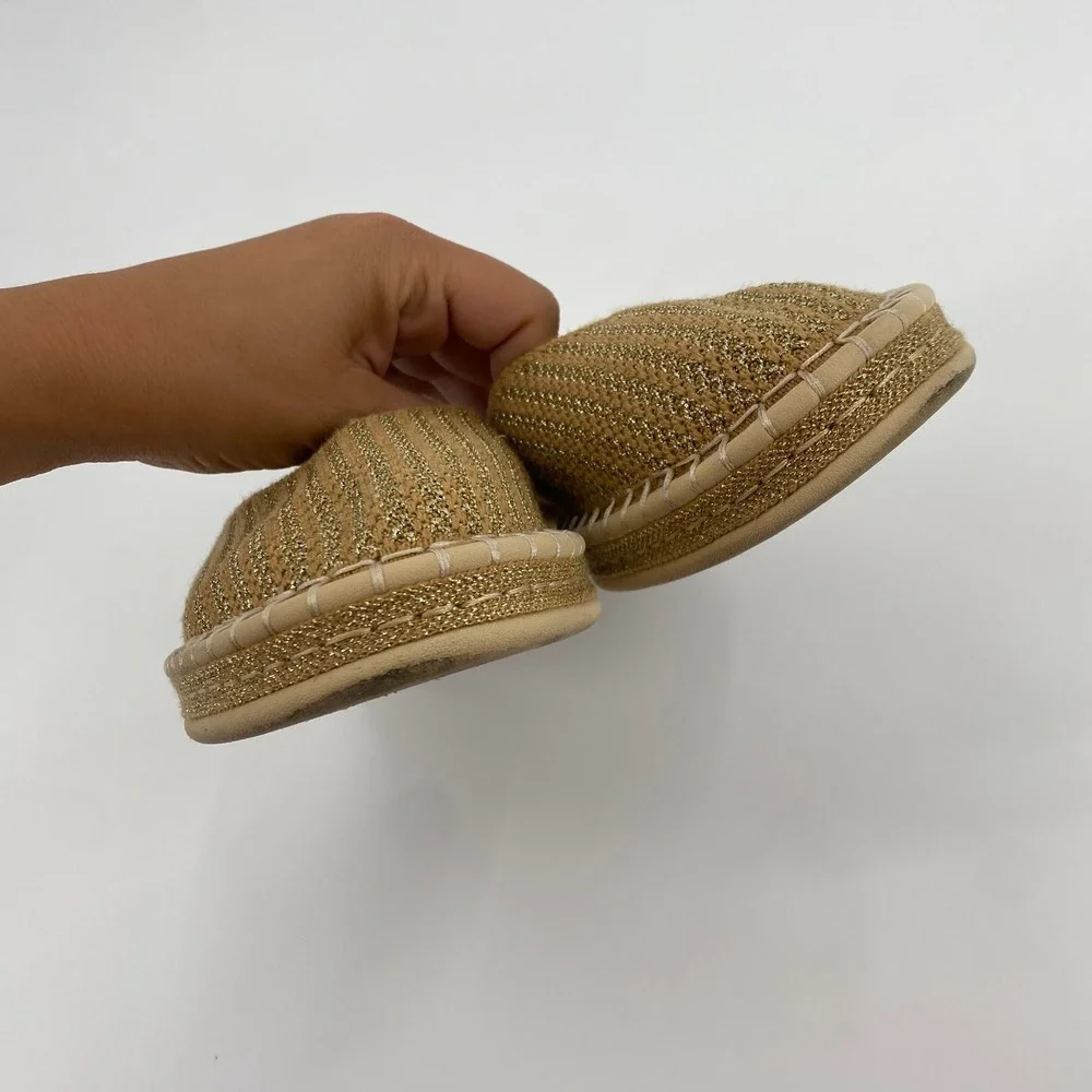 Rothys The Espadrille Women Size 9 Gold Metallic Sparkle Knit Slip On Flats